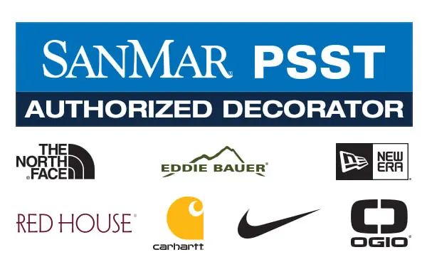 Authorized decorator of Carhart, North Face, and Nike SanMar PSST Decorator