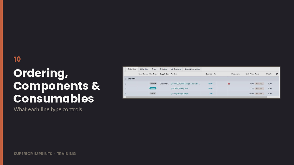 10 · Ordering, Components & Consumables