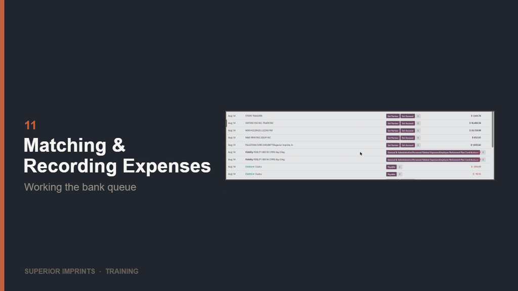 11 · Matching & Recording Expenses