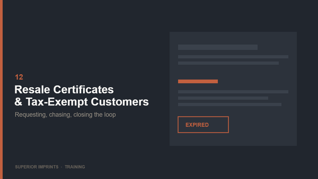 12 · Resale Certificates & Tax-Exempt Customers