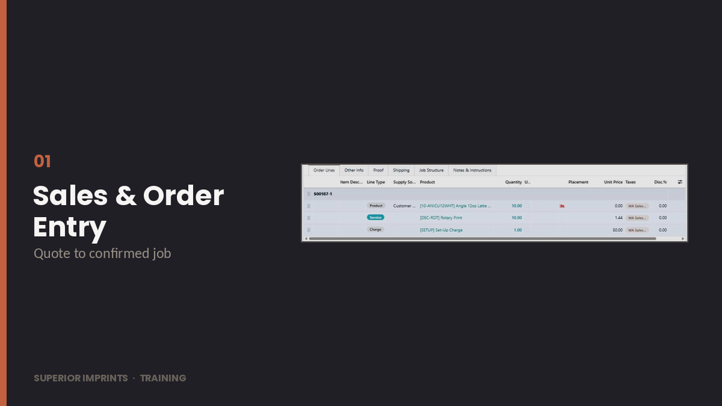 01 · Sales & Order Entry